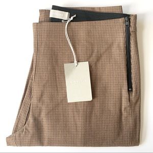Everlane Side Zip Stretch Cotton Work Pant, Cocoa Brown Houndstooth, Size 14 NWT